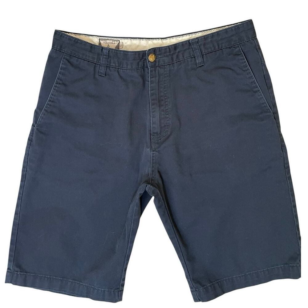 Volcom Shorts Mens 32 Navy Blue Cotton Blend Chinos Skater Grunge